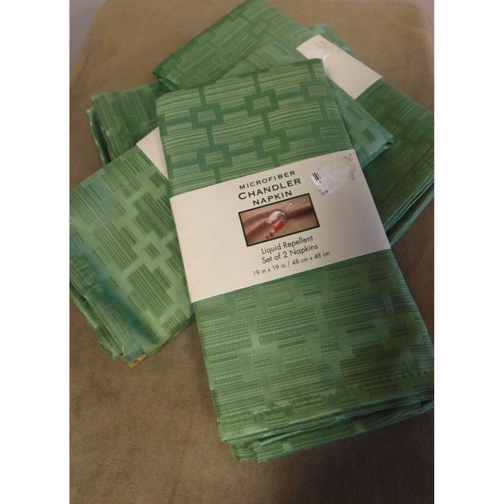 Bardwil Microfiber Chandler Table ‎ Napkins (4)  Green  NIP  19 x 19